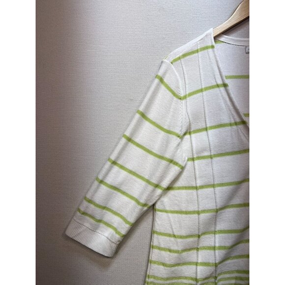 Christopher & Banks Womens Button Up Cardigan Sweater Size XL White Green Stripe - Picture 7 of 12